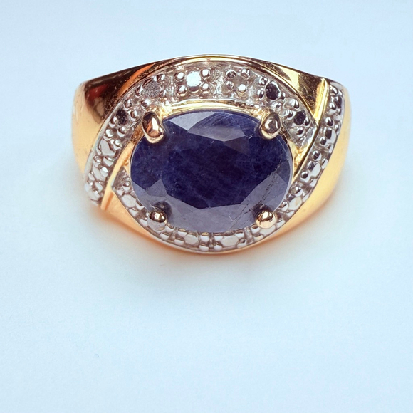 Jewelry - Ross Simons 3 CT Natural Blue Sapphire Vermeil Sterling Silver 925 Vintage Ring